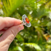 Baltic Amber Ring with Sterling Silver Decorative Edge