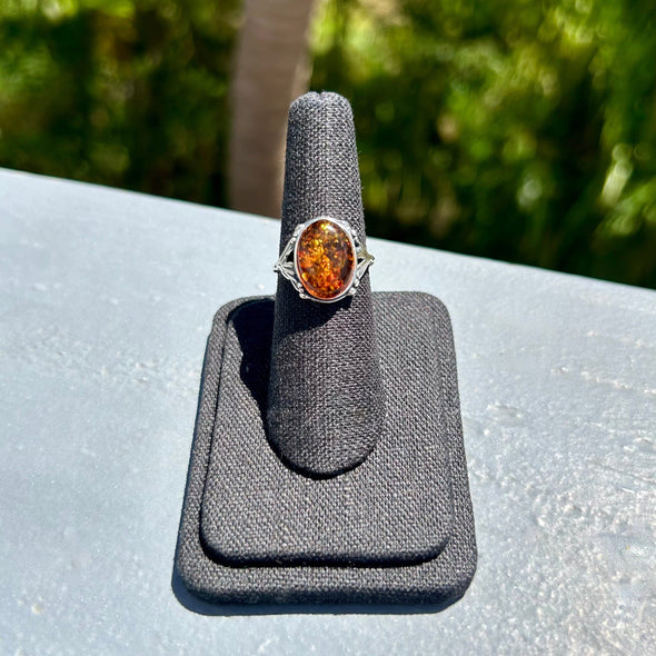 Honey Baltic Amber Ring- Size 6 3/4- BAR26