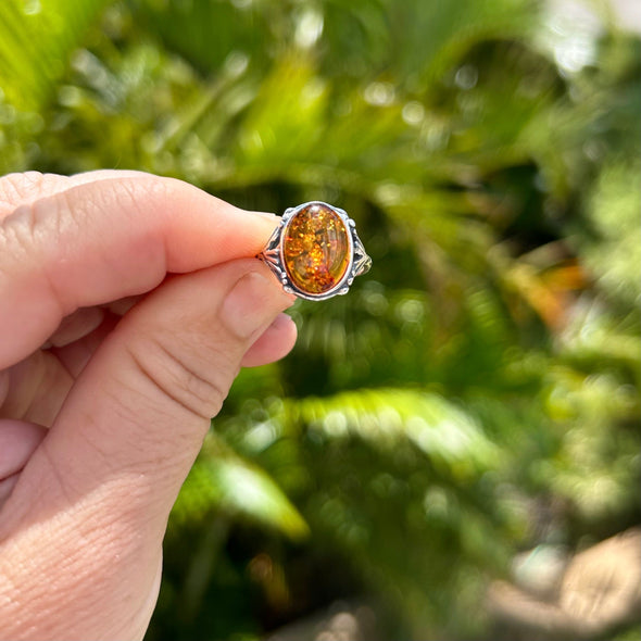 Honey Baltic Amber Ring- Size 6 3/4- BAR26