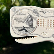 Maui Design on Scrimshaw Style Sperm Whale Cribbage Board