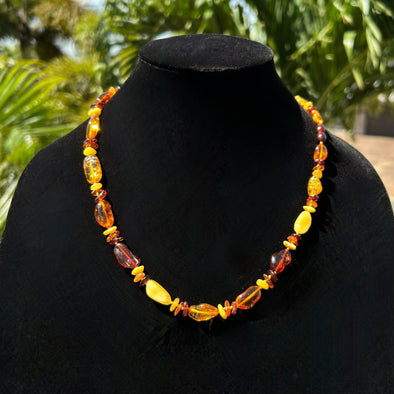 22" Baltic Amber Multi-Color Bead Necklace