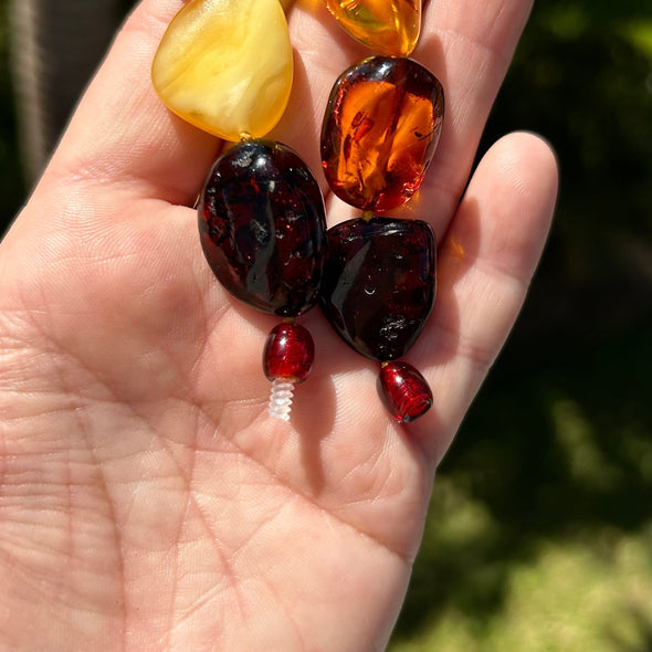 Screw Clasp on Multi-Color Baltic Amber Necklace