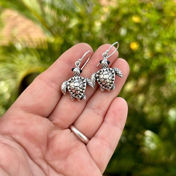 Darling Sea Turtle Earrings in Sterling Silver