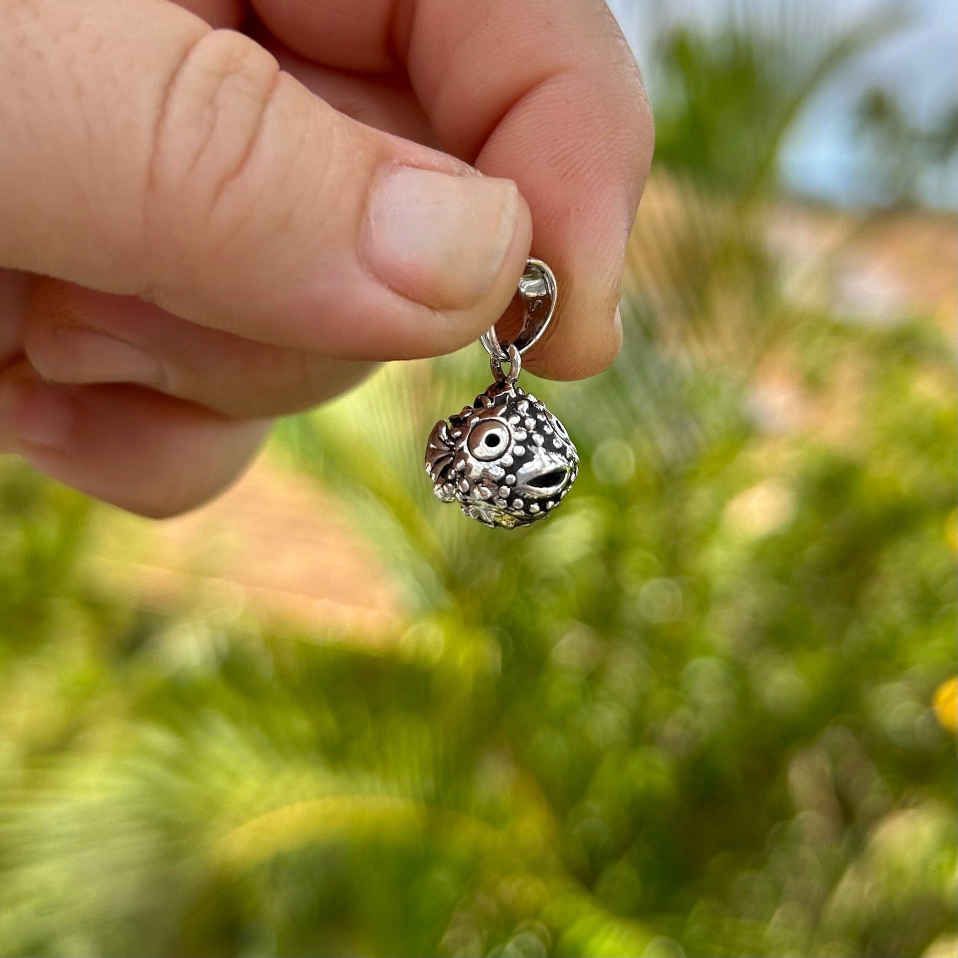 Handmade Sterling Silver Puffer Fish Pendant