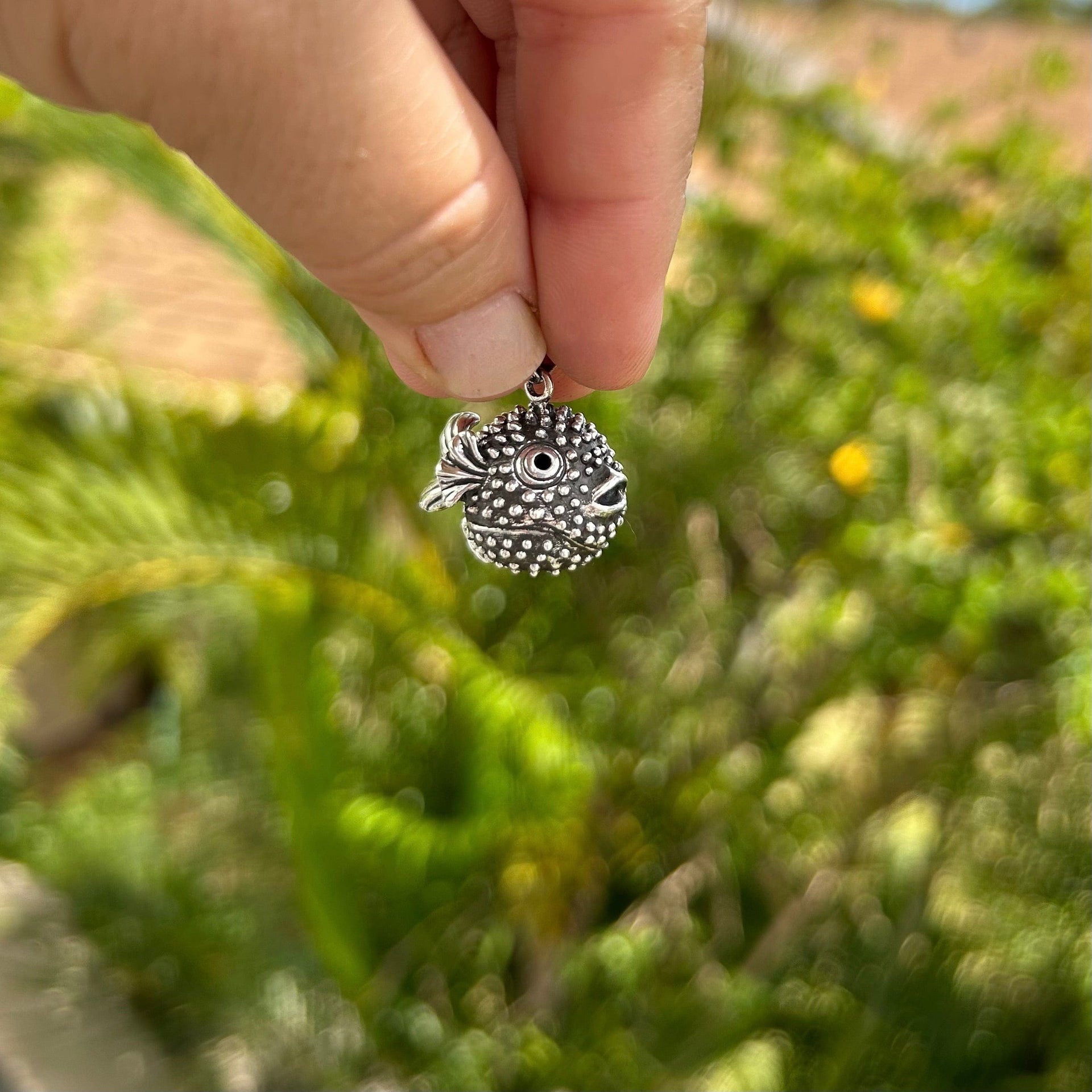 Sterling Silver Puffer Fish Pendant by Zak Hart