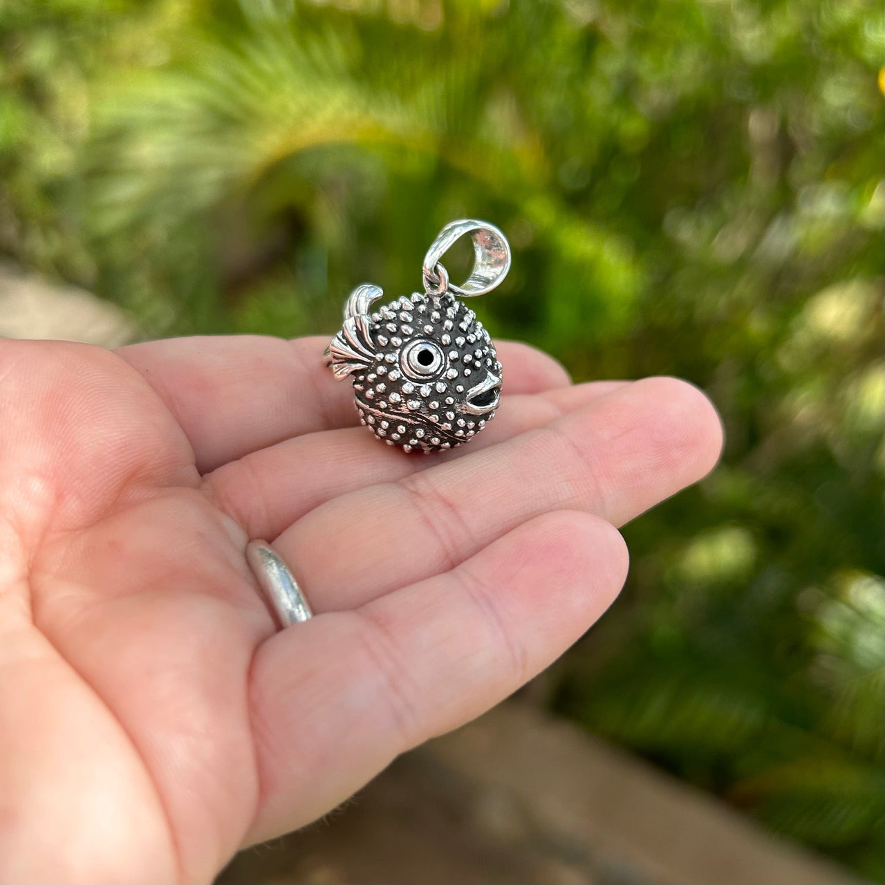 Sterling Silver Puffer Fish Pendant