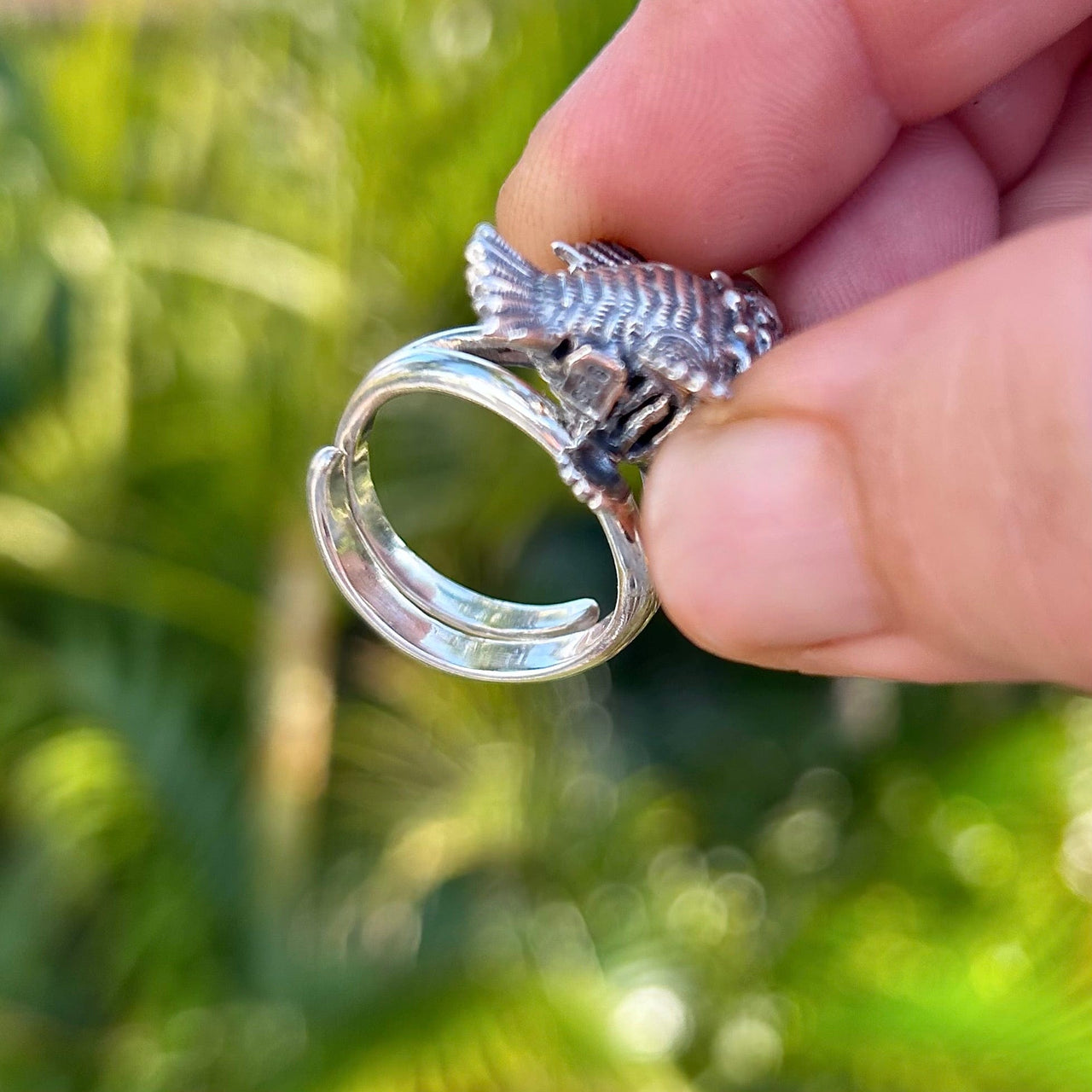 Sterling Silver Angler Fish Adjustable Ring