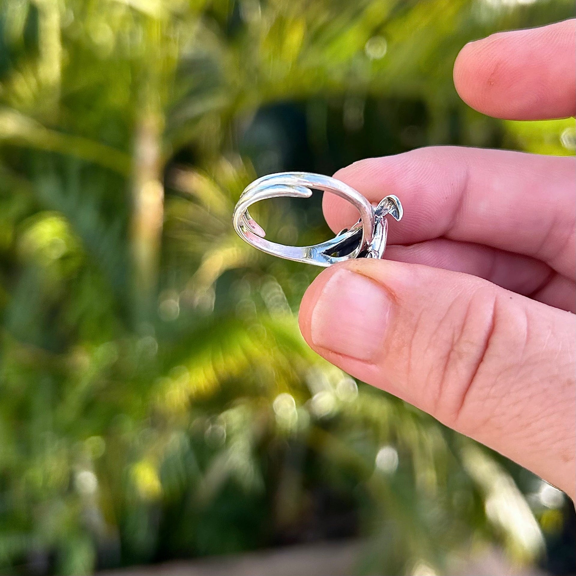 Filigree Sea Turtle Adjustable Ring in Sterling Silver