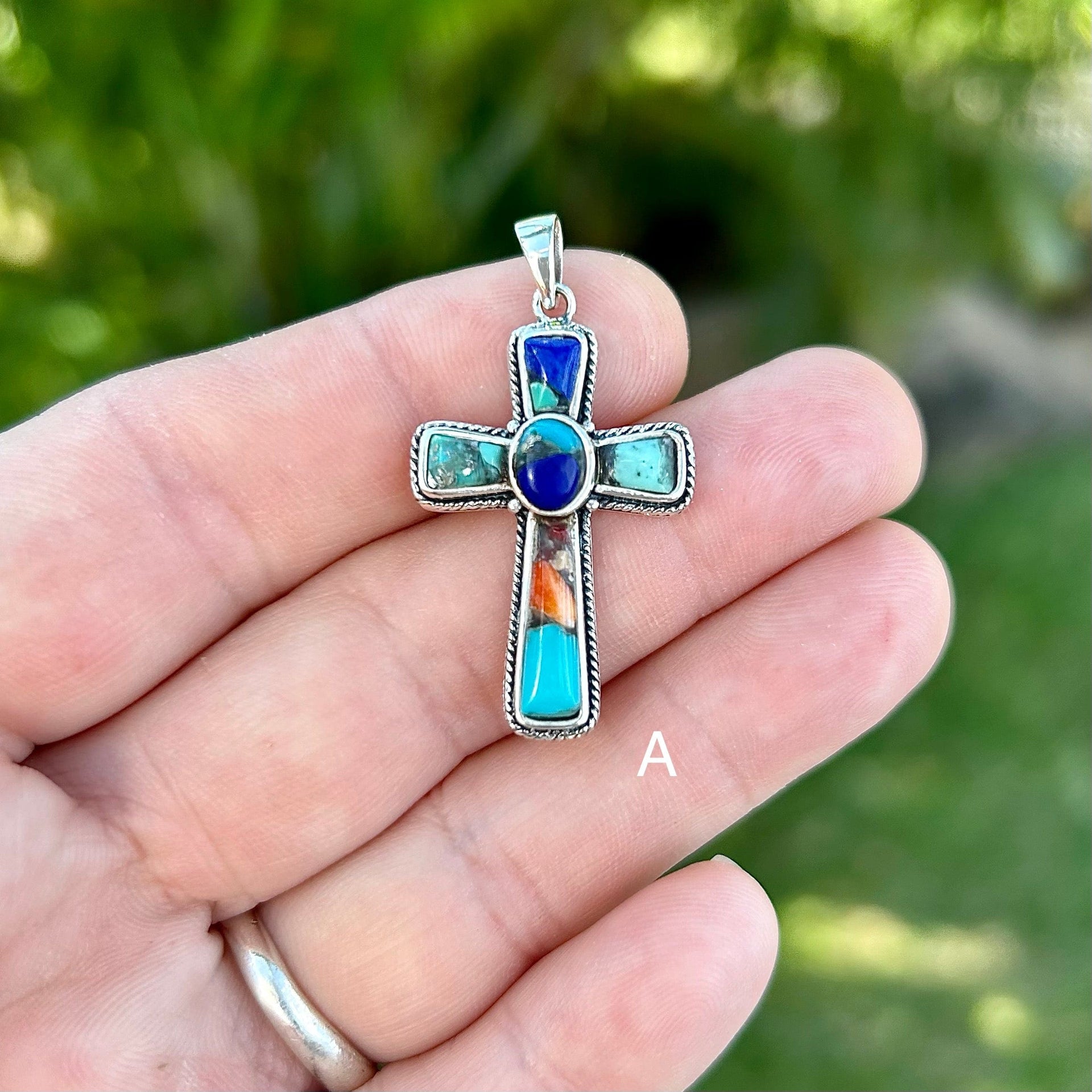 Lālani Black Coral Composite Cross Pendant A