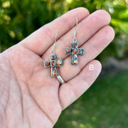 Sterling Silver Lālani Black Coral Composite Small Cross Earrings