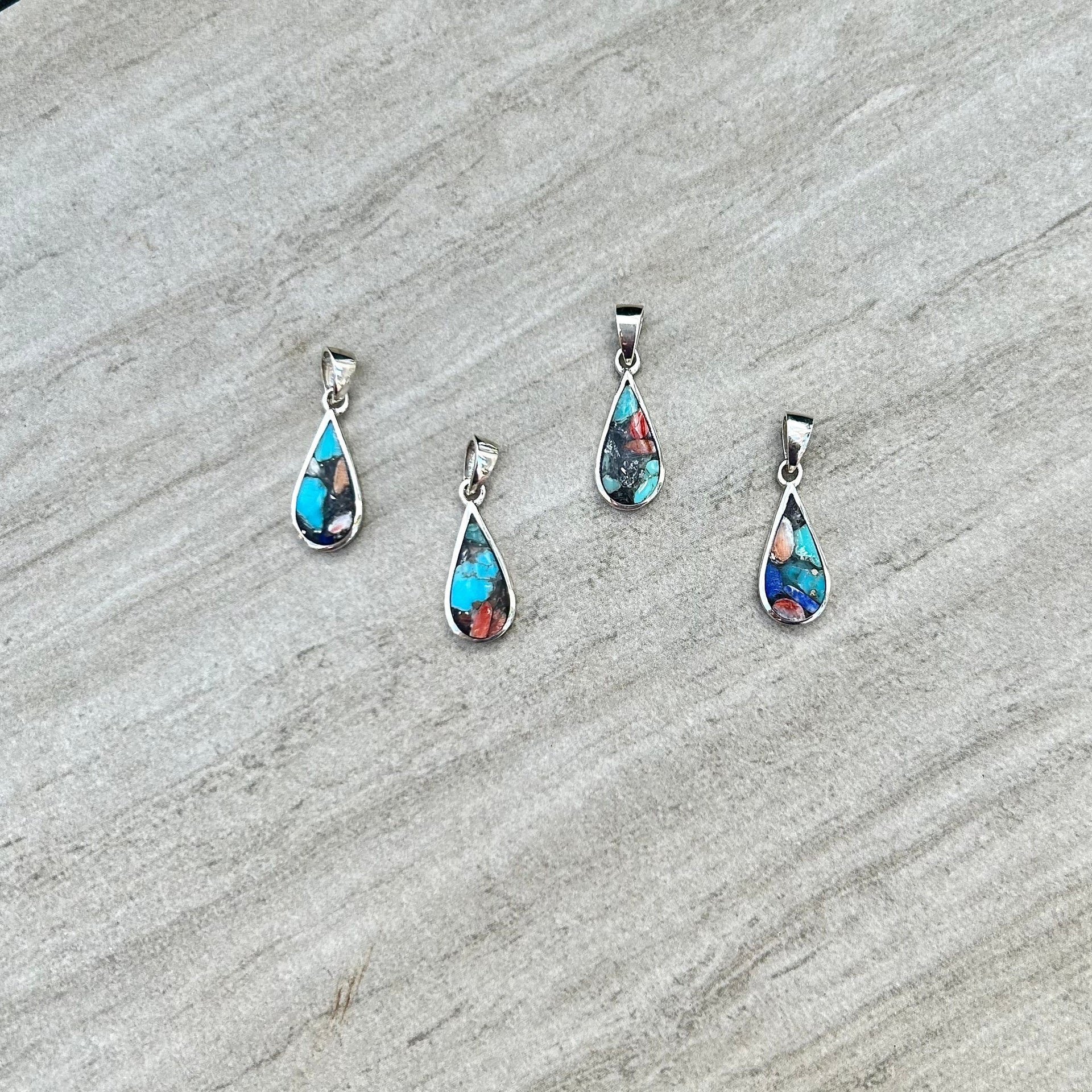 Unique handmade Lālani Black Coral Composite Tear Drop Pendants