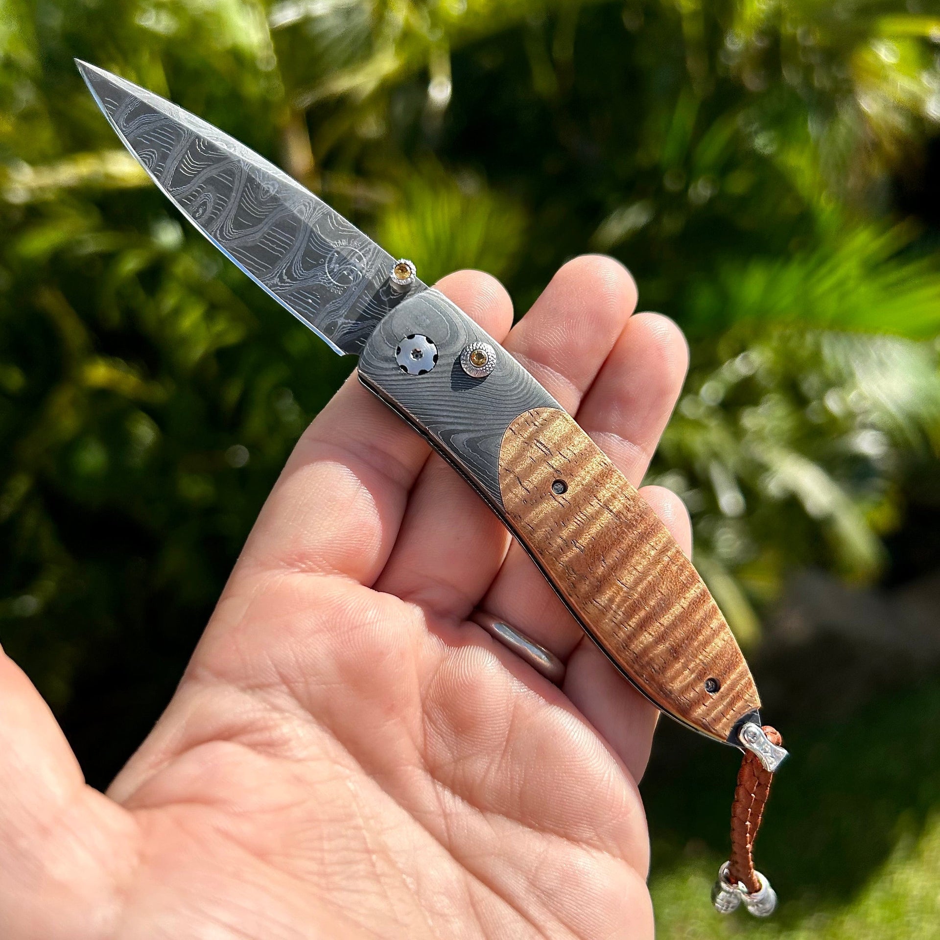 William Henry Curly Koa and Damascus Knife