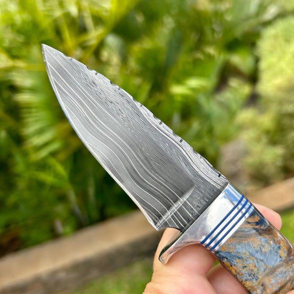 Exclusive Steve Nolte Knife with Larry Donnelly Damascus Steel- Pietersite