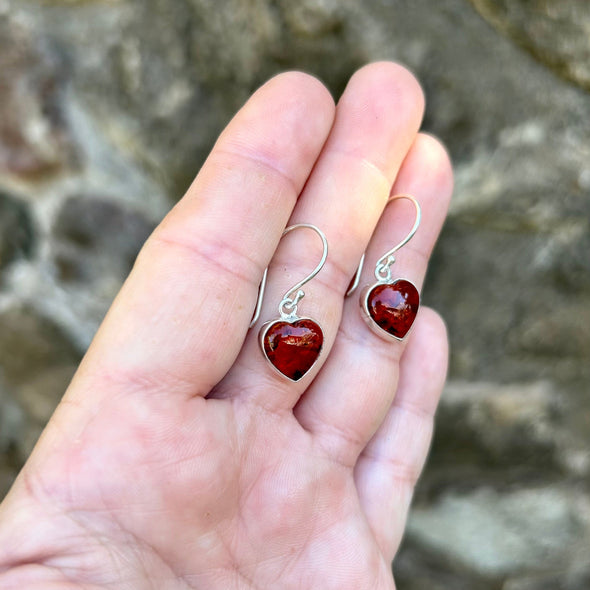 Simple Heart Baltic Amber Earrings- BAER18