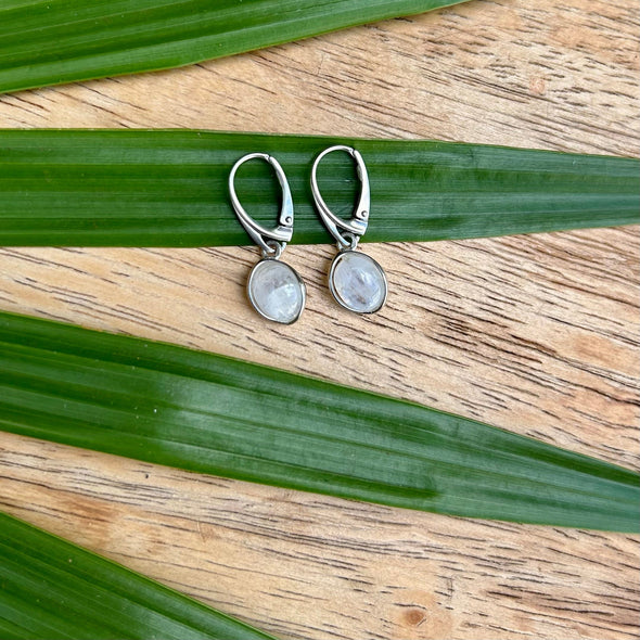 Moonstone Drop Earrings set in sterling silver