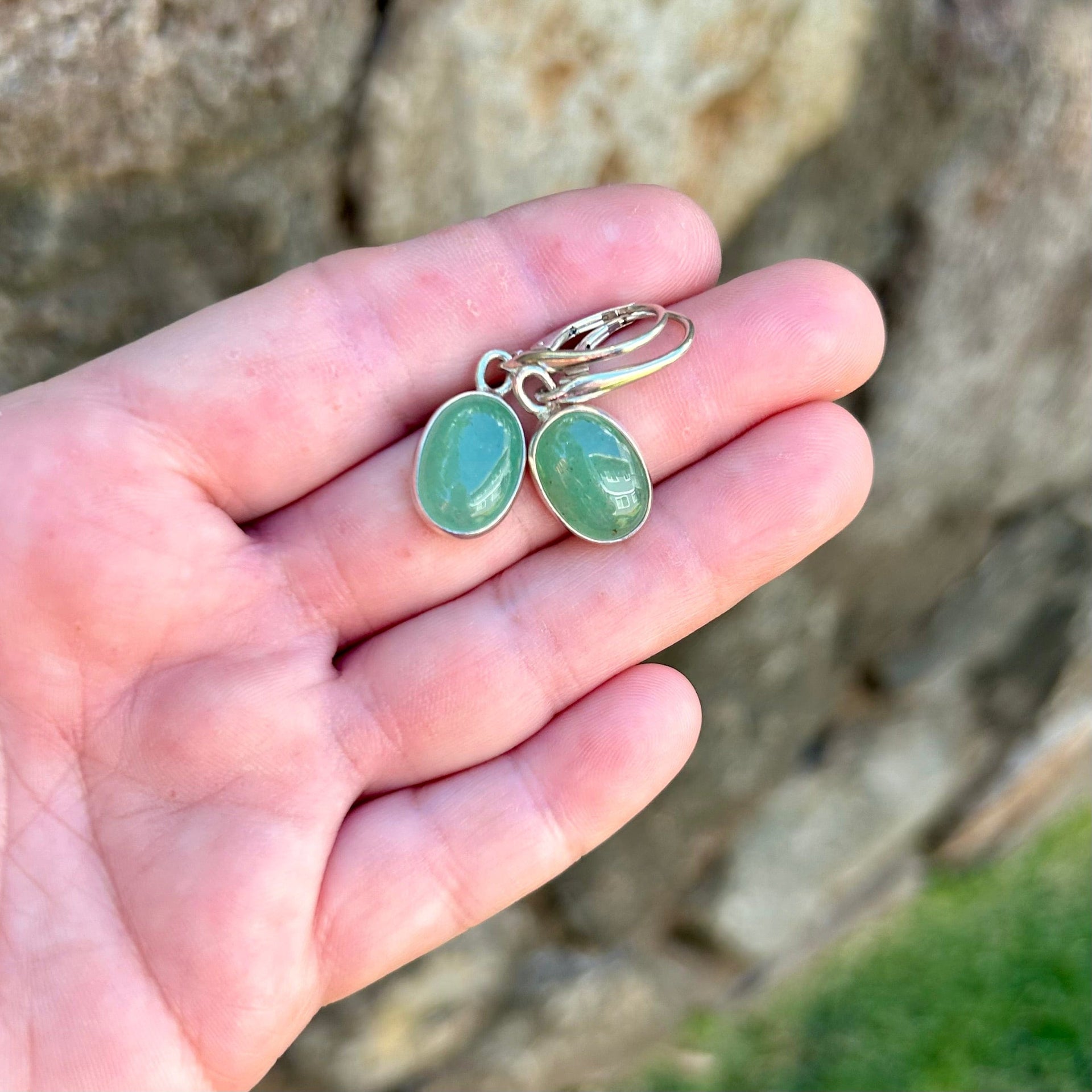 Small Aventurine Gemstone Drop Earrings