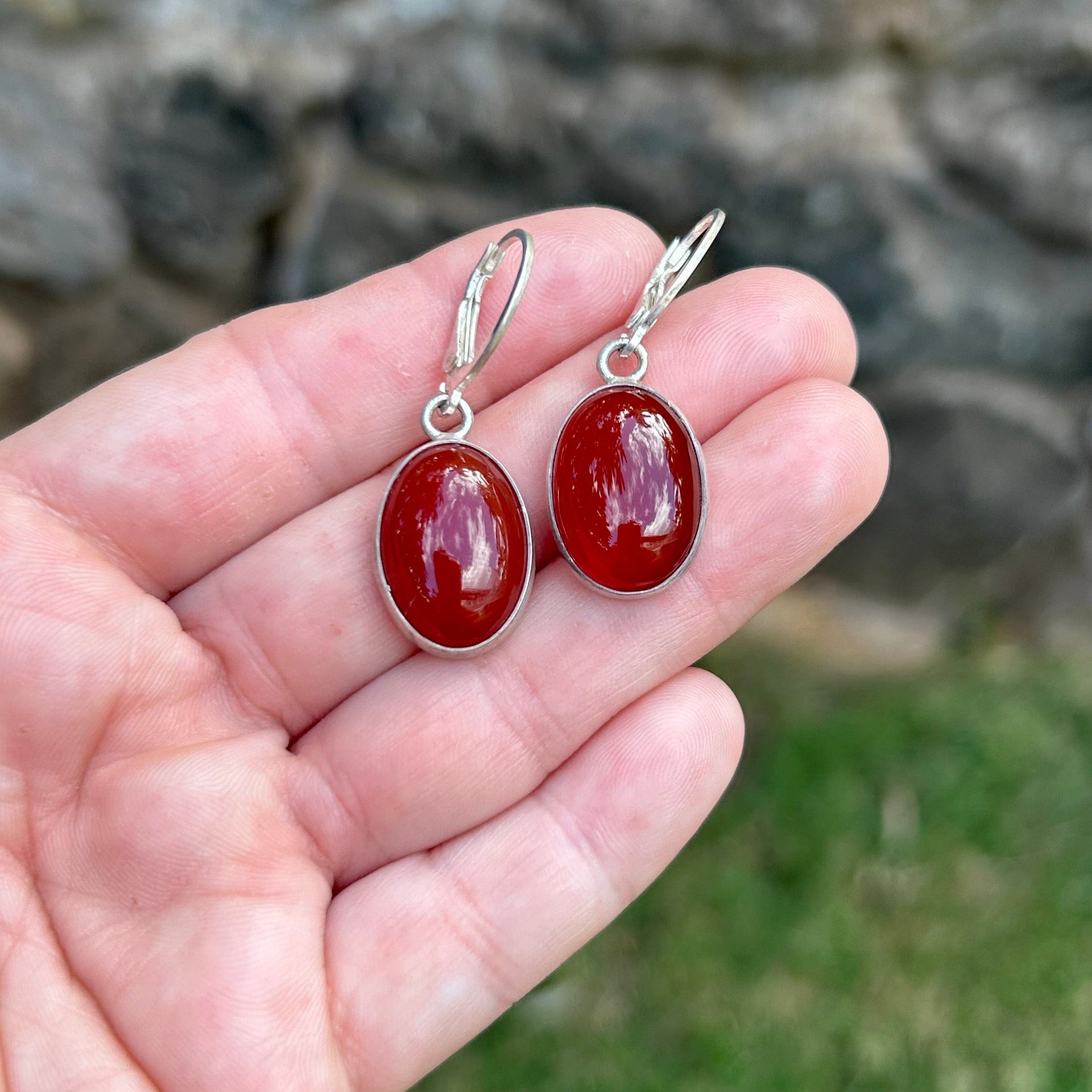 Large Carnelian Drop Earrings