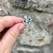 Small Sterling Silver Octopus Adjustable Ring with Filagree Detail