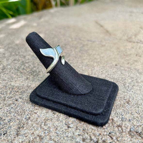 Whale Tail Swirl Adjustable Ring with Mother of Pearl Inlay