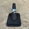 Whale Tail Swirl Adjustable Ring with Fossilized Blue Coral