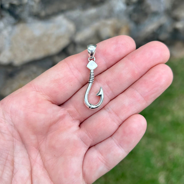 Small Sterling Silver Fish Hook Pendant by Zak Hart