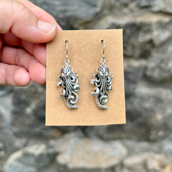 Sterling Silver Filagree Octopus Earrings