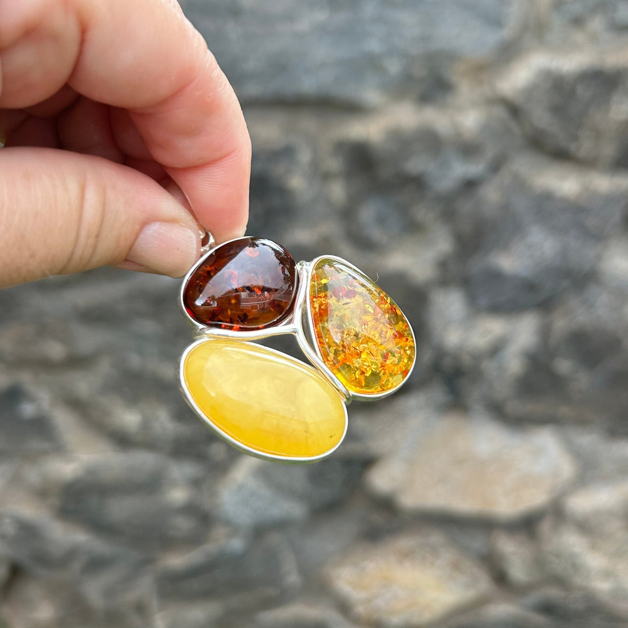 Multi Colored Amber Pendant- BAP50