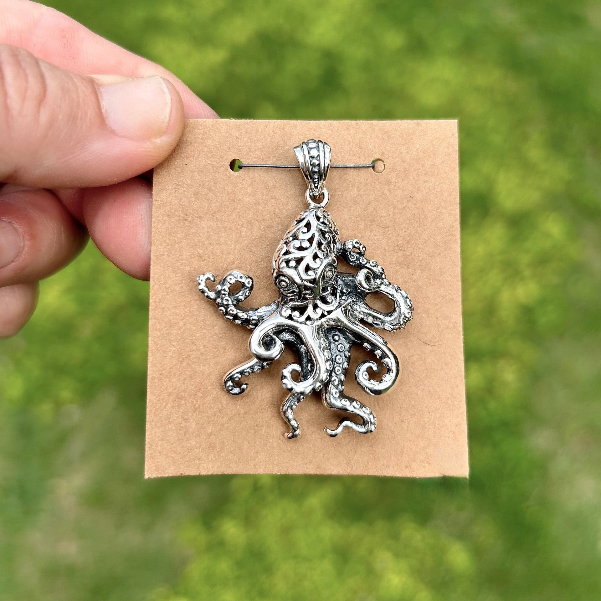 Sterling Silver Octopus with Filagree Pendant