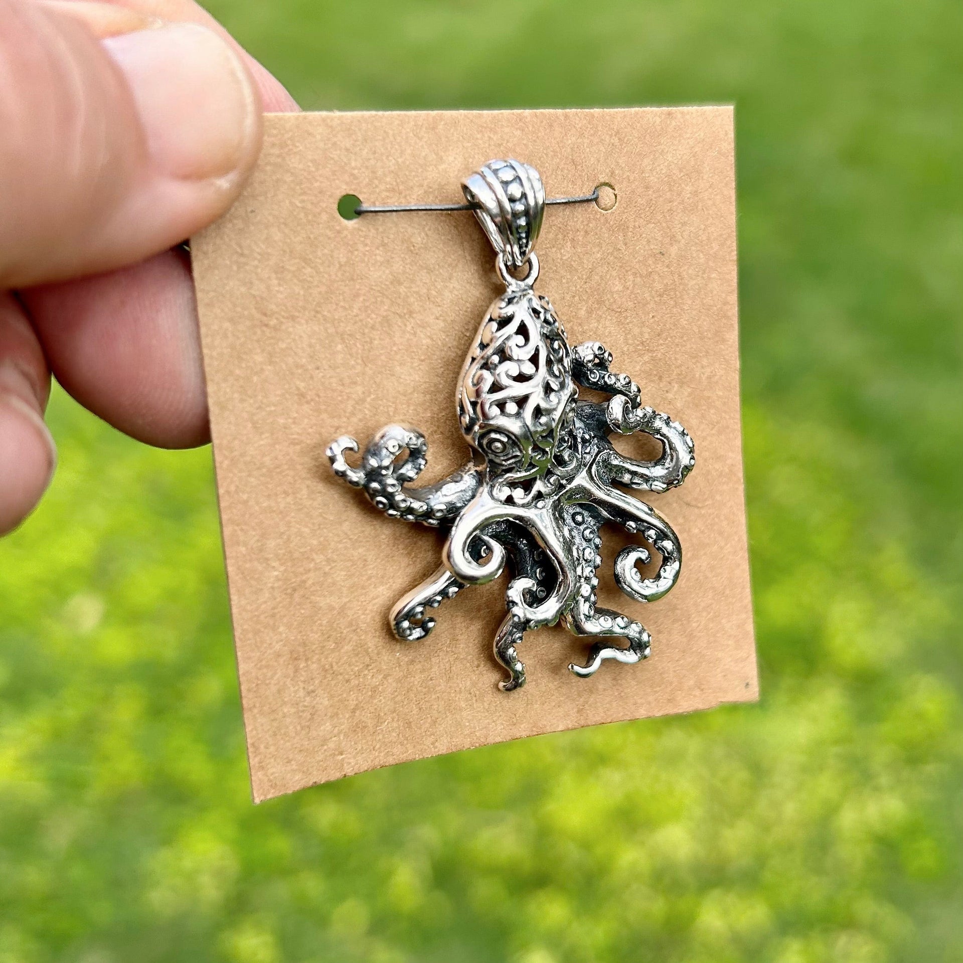 Sterling Silver Octopus Pendant with Filagree Detail