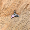 Sterling Silver Filagree Whale Tail Pendant with Pink Mother-of-Pearl Inlay