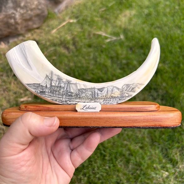 Lahaina Whaling Days Scrimshaw Art by Ray Peters