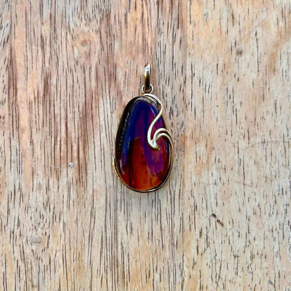 Baltic Amber Teardrop Pendant with Wave Detail