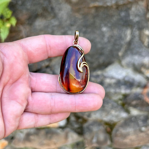 Baltic Amber Teardrop Pendant with Gold Vermeil