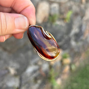 Baltic Amber Teardrop Pendant with Gold Vermeil Wave Detail