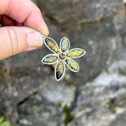 Green Floral Baltic Amber Pendant