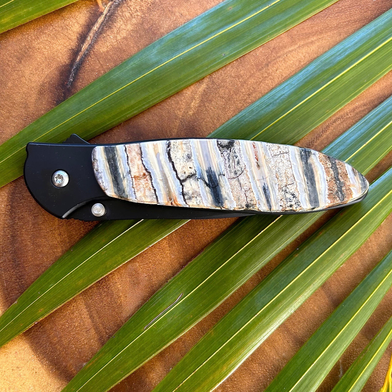 Kershaw Leek Pocket Knife- Fossilized Mammoth Tooth Scale- B