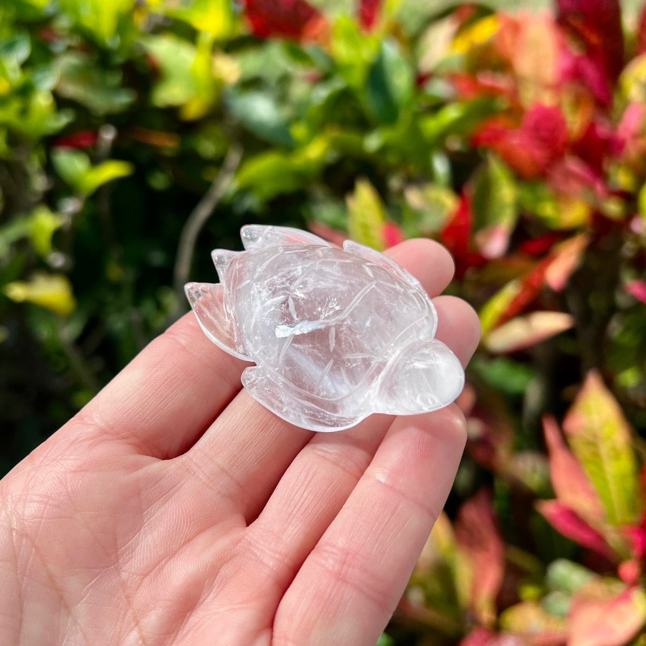 2.5" Hand Carved Clear Quartz Sea Turtle