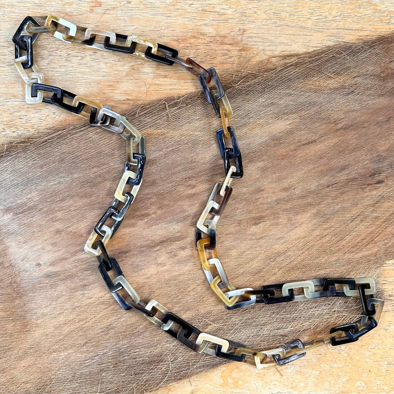 Rectangular Link Water Buffalo Horn Necklace