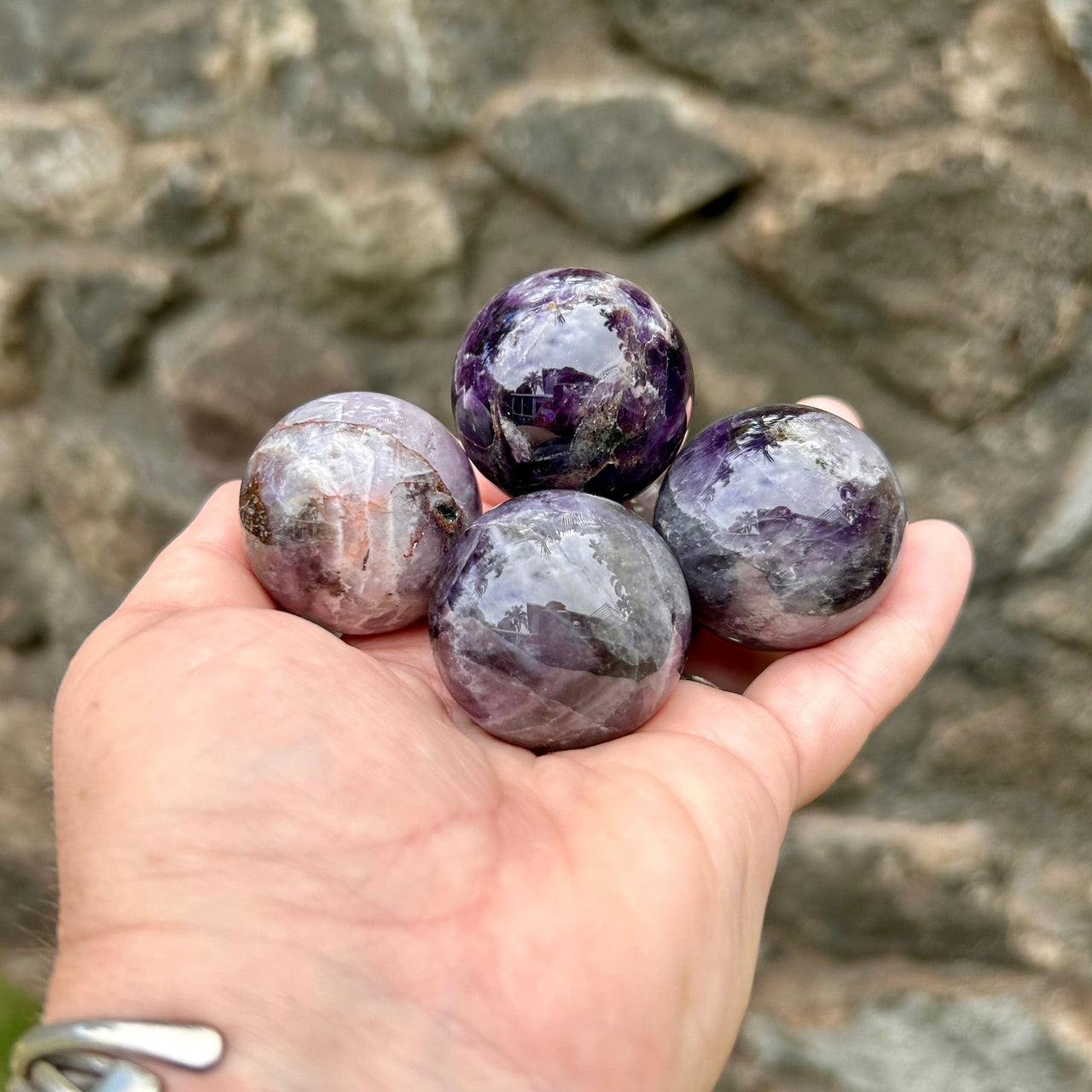 Chevron Amethyst Spheres