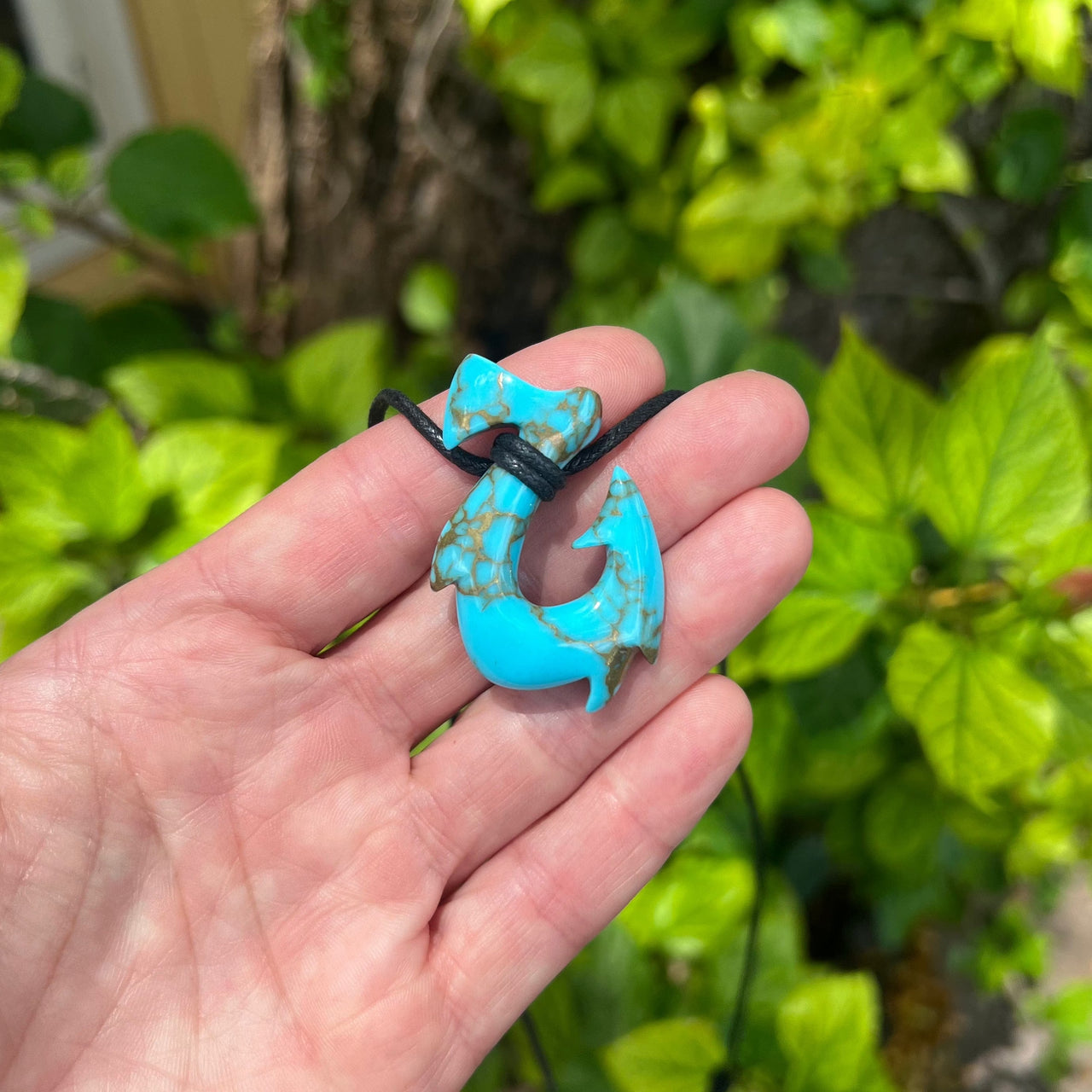 Turquoise and Pyrite Composite Maui Fish Hook