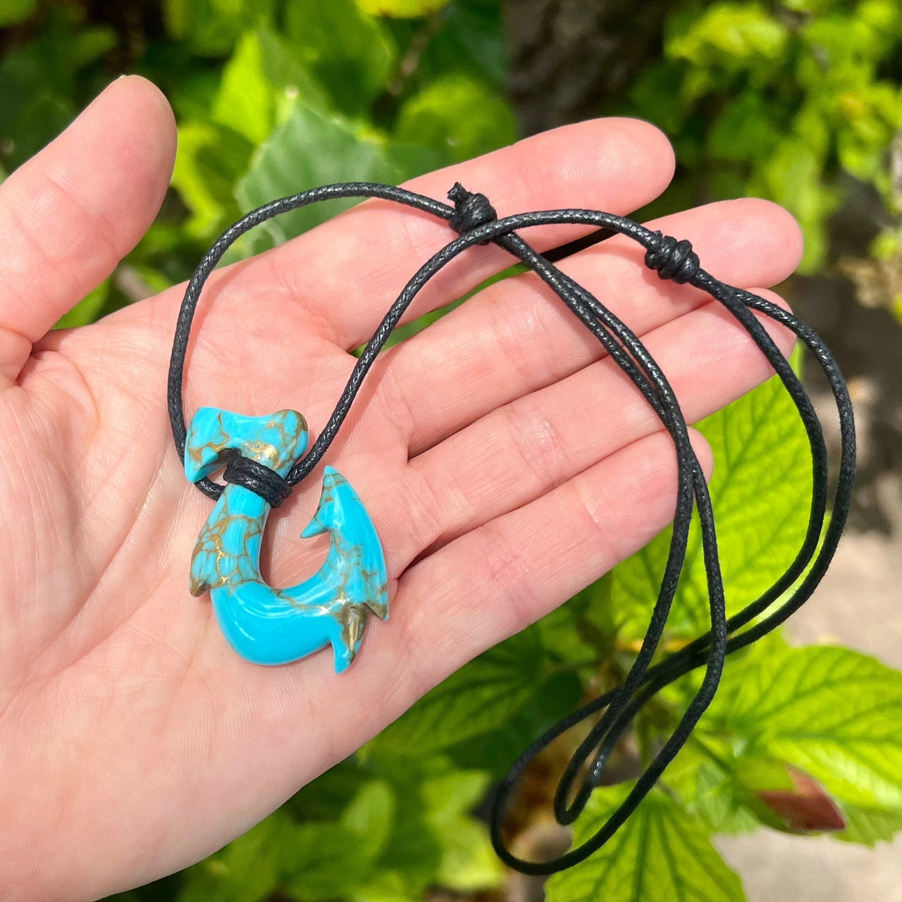 Turquoise and Pyrite Composite Maui Fish Hook