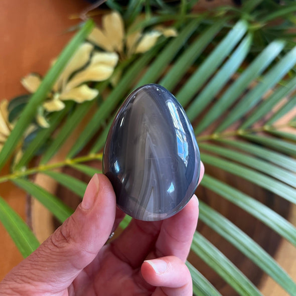 Banded Agate Egg in Smokey Gray