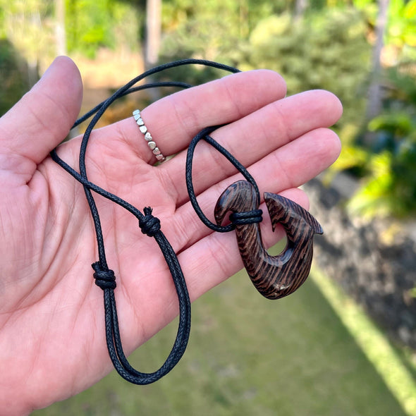 Wenge Wood Maui Fishhook Necklace