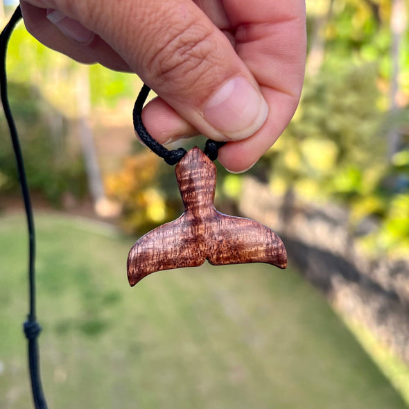 Carved Curly Koa Wood Whale Tail