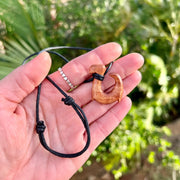 Petite Curly Koa Wood Maui Fish Hook Necklace