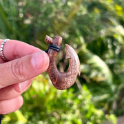 Mango Wood Maui Fish Hook Necklace