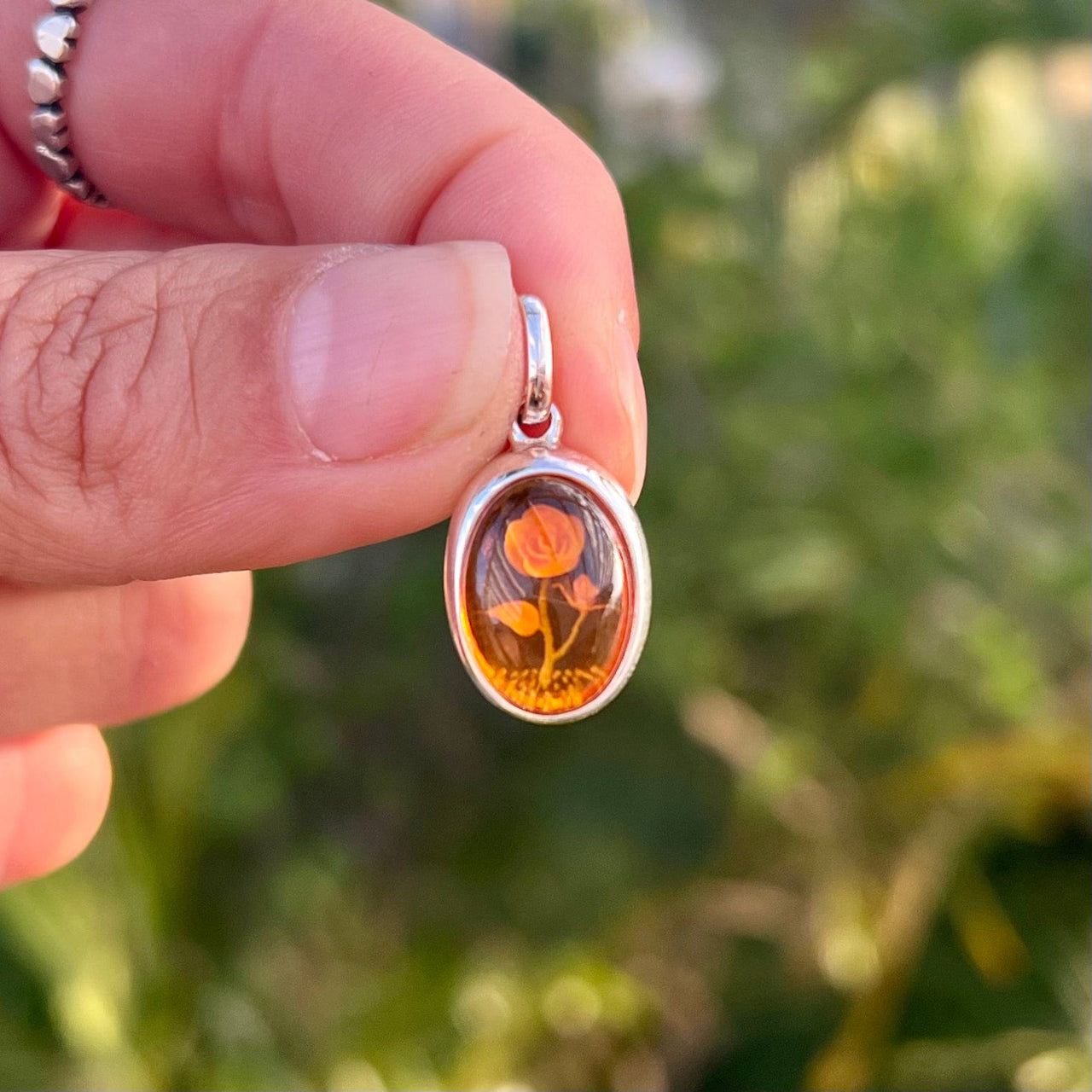 Baltic Amber Rose Pendant