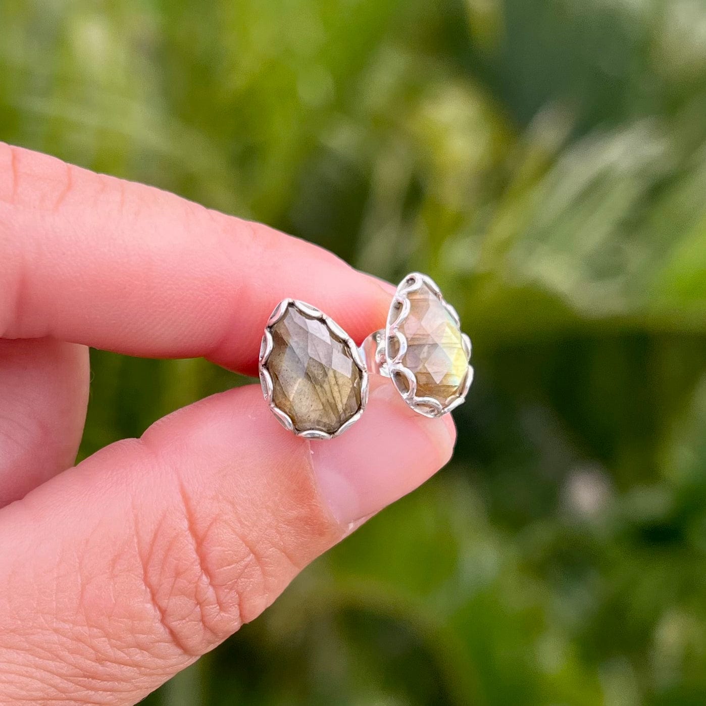 Faceted Labradorite Sterling Silver Earrings