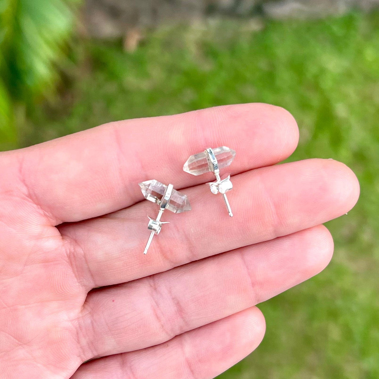 Natural Herkimer Diamond Stud Earrings in Sterling Silver