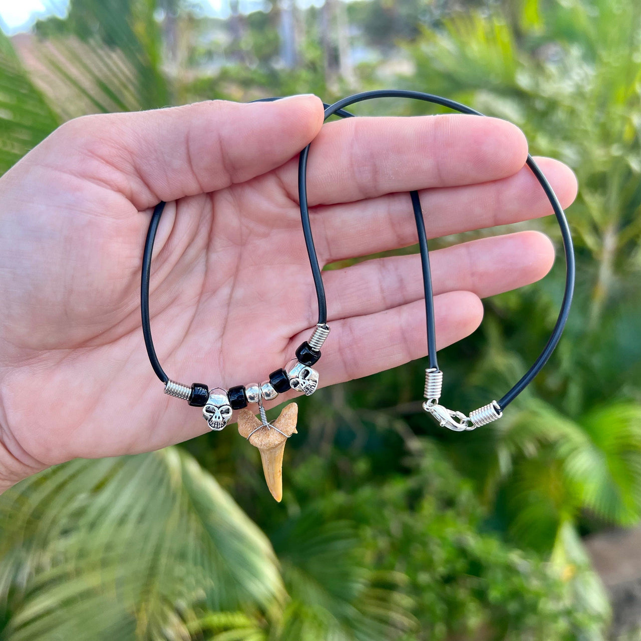 Shark Tooth and Skulls Necklace